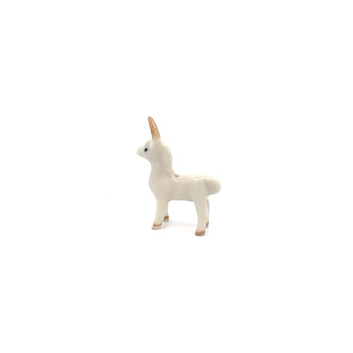 Handmade Adorable Mini Ceramic Animal Figurine – Porcelain Miniature Collectible Decor (White Unicorn) - style: White Unicorn