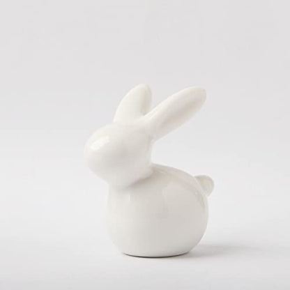 GOODSTART Ceramic Rabbit Ceramic Bunny Figurine Porcelain Modern Art Home Decor, A Set of 2 Rabbit Decor, Easter Bunny Rabbits, Easter Decorations for Home