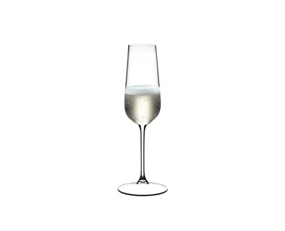 Riedel Champagne Flute - Crystal Glass - 8,454oz (full) - Set of 2-6424/08 - Grape At Premium Sparkling Wine Glass, Dishwasher Safe