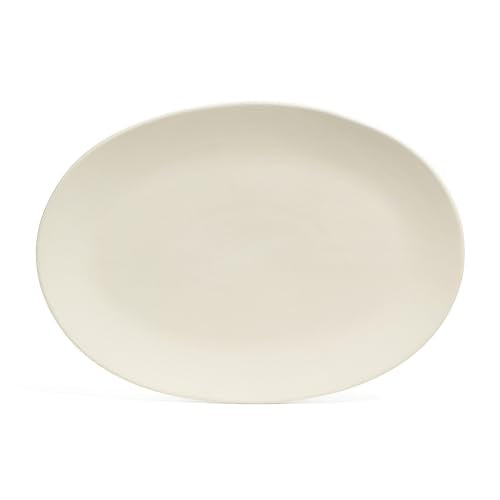 over&back Coupe Stoneware Serving Platter - Elegant 1-Piece Oval Serving Platter to Complete Your Kitchen Set - 16.4" x 11.5" - Semi-Matte Ivory - color: Ivory, size: Oval Platter