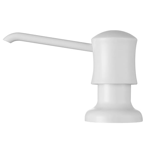 White Sink Soap Dispenser for Kitchen Sink (White), Built-in and Refill-from-Top Design with Liquid Hand & Dish Soap Bottle | Built-in and Top Refillable, with Soap Bottle, DIY Installation, Fits 1.1–1.5 in Sink Holes, for Dish Soap or Lotion - color: Whi
