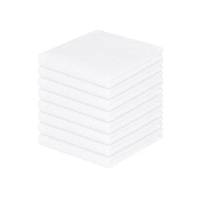 Homaxy 100% Cotton Waffle Weave Kitchen Dish Cloths 8-Pack, White | 12 x 12 Inches, Ultra Soft Absorbent Dish Towels, Quick Drying Dish Rags with Hanging Loop - color: White, size: 12 X 12 - 8 Pack
