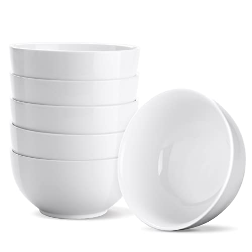 17 OZ White Ceramic Soup Bowls of 6, Cereal Bowls for Kitchen | Porcelain Bowl, For Kitchen Cereal Soup Rice Salad Pasta Dessert Snack Fruits Ice Cream, Stackable, Microwave Dishwasher Safe - size: 17 OZ(6PCS)