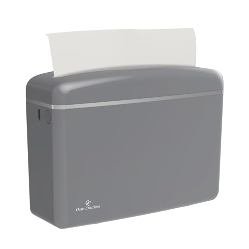 Countertop Multifold Hand Paper Towel Dispenser by Oasis Creations, Single Sheet Dispensing – Glossy Gray - color: Gray