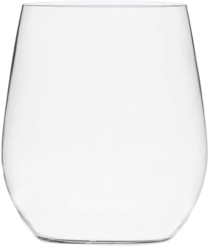 Munfix Disposable Plastic Wine Glasses, Stemless 12 oz Clear Shatterproof Cups, BPA-Free, 48 Pack