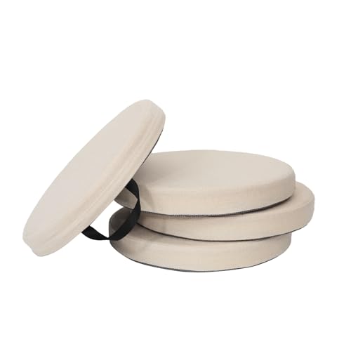 4PCS Floor Cushion | Floor Round Seat Cushions | 16''x2'' Chair Cushion with Removable Cover and Handle for Indoor Furniture, (Beige) - color: Beige