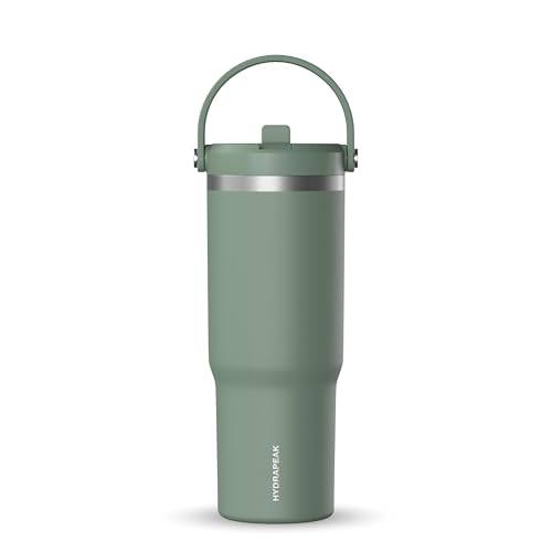 Hydrapeak Nomad 32oz Stainless Steel Insulated Travel Tumbler with Handle & Straw Lid, Leakproof, Cupholder Friendly, Back to School, College Dorm, Gym & Everyday Hydration, Cold 24 Hours (Sage Leaf) - color: Sage Leaf