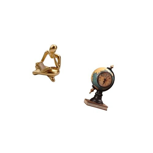 Abstract Reader Figurine Globe Figurine Clock Human Figure Resin Sculpture Artistic Shelf Decoration Suitable for