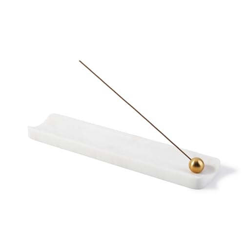 Marble Incense Holder, Incense Holder for Sticks, Incense Sticks Holder Ash Catcher for Meditation Yoga SPA, Natural Stone Incense Burner, Home Table Decor(White) - color: Standard-white