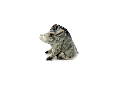 Adorable Mini Ceramic Animal Figurine – Porcelain Miniature Collectible Decor (Gray Wild Boar) - style: Gray Wild Boar