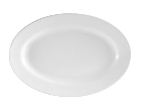 CAC China RCN-12 Clinton Rolled Edge 10-5/8-Inch by 7-3/8-Inch Super White Porcelain Oval Platter, Box of 24 - color: Super white; bright white, size: 10-5/8-Inch by 7-3/8-Inch