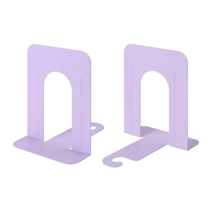 Honagu Bookends, Metal Book Ends, Bookends for Shelves, Book Holder Stopper for Heavy Books/CDs/DVDs ((1 Pair/2 Pieces, Light Purple) - color: Light Purple