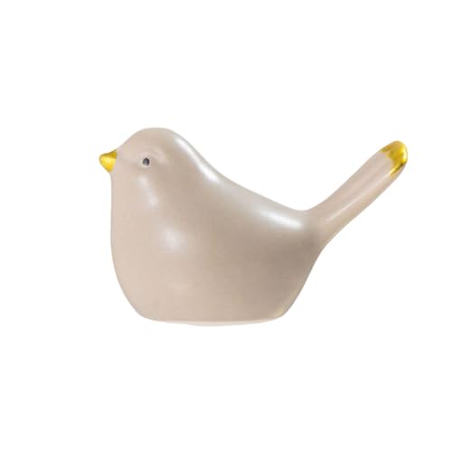 YANGMEI Ceramic Birds, Porcelain Bird Figurine Statue, Animals Figurines Ornaments, Mini Bird Home Decoration, Statues Decor for Garden Living Room Bedroom Office, Wedding Decor (Grey) - color: Gray