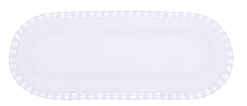 Home Weavers Hampton Crochet Reversible Bathmat 100% Cotton Bathroom Rugs Set, Washable Rug, Thick Extra Soft and Absorbent Bath Rug, Kitchen Mat, Bath Mat Set, Mat Non Slip, 21"x54" Runner, White - color: White, size: 1'9" x 4'6" (Oval)