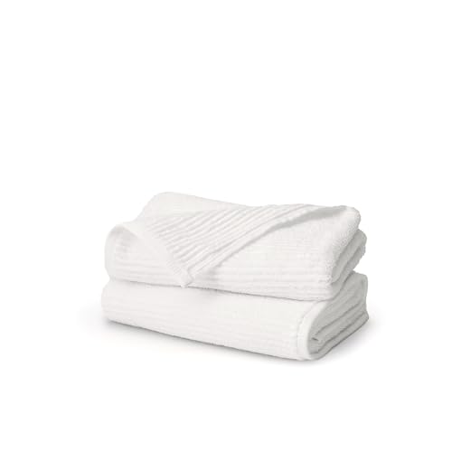 BOLL & BRANCH Turkish Ribbed Hand Towel Set, White | Set of 2 - 100% Organic Turkish Cotton - Soft Absorbent Quick Dry Luxury Spa Hand Towels, Textured Rib Weave - color: White, style: Turkish Ribbed