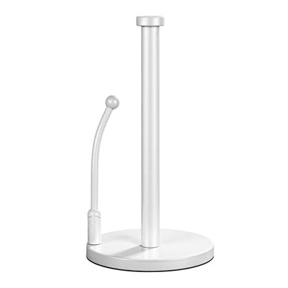 SMARTAKE Paper Towel Holder Countertop, Non-Slip Weighted Base, White | Freestanding Kitchen Roll Dispenser, Rustproof Stainless Steel, Spring Arm for Easy Tear, Widden Top, with 4 Suction Cups - color: 05-white