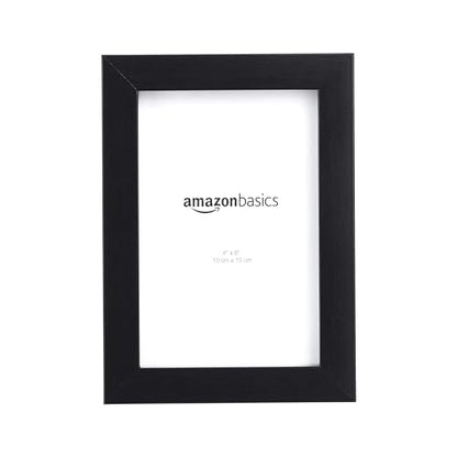 Amazon Basics Rectangular Picture Frame Set for Wall Hanging or Tabletop Display, 6 x 4 in, Black, 5-Pack - size: 4" x 6"