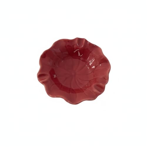 Ceramic Jewelry Dish, Decorative Ring Tray for Vanity or Dresser, Small Catchall Bowl for Earrings and Keys, 4.1 Inch (1 PC) - color: Red