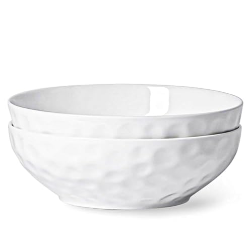 HOMBENE Large Pasta Bowls Set of 2, 10 Inch Pasta Serving Bowl Dinner Bowls, Kitchen Bowl Set, Microwave and Dishwasher Safe, Scratch Resistant, Set of 2 - color: White, size: 10.5 IN