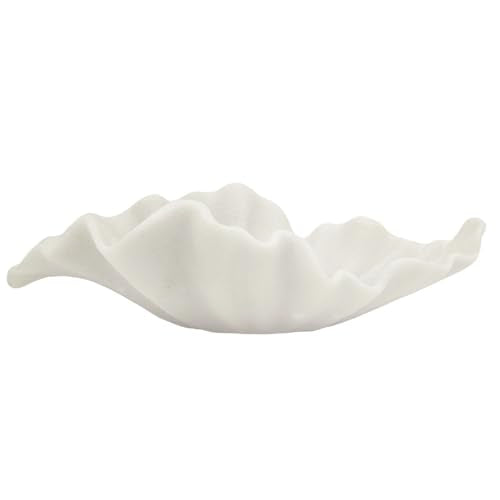 Off-white Large Decorative Bowl - 16” Fruit/Key/Purse Bowl for Home Decor - Coffee Table & Entryway Table Decor - Scalloped Ruffle Bowls - Unique Centerpiece Bowls(Big) - color: Off-White, size: 16" Large