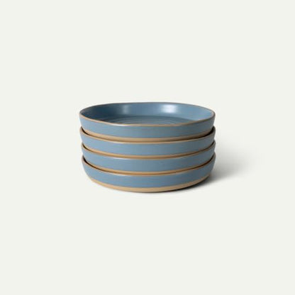 Mora Medium Dishes Set of 4, 35oz Ceramic Pottery Pasta Plate/Wide Bowls - Microwave, Oven and Dishwasher Safe - Sky - color: Sky