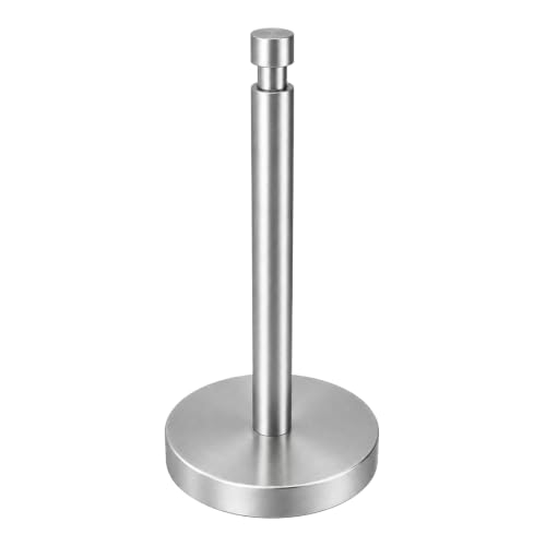 3.9lbs Heavy Duty Paper Towel Holder Countertop Weighted Base | Brushed Nickel,Stainles Steel,Modern Standing Countertop Dispenser for Kitchen,Easy One-Handed Tear - color: Silver