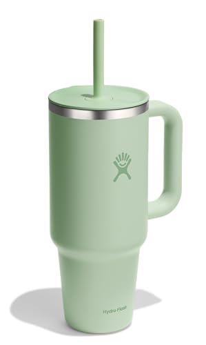 Hydro Flask 40 Oz Travel Tumbler with Handle, Lid and Straw - Insulated Stainless Steel in 40 Oz Aloe Green - color: ALOE, size: 40 Ounces