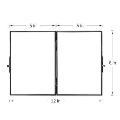 REDHUGO Glass Pressed Flower Frame Handmade, Rectangle, Black, 6×8 Inches | Hinged Double Press Flower Frame, Tabletop Brass Photo Frames, Rectangle Dried Flowers Display Folding Frames for Home - color: Black, size: 6L" x 8W"
