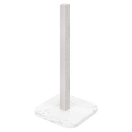 NearMoon Standing Paper Towel Holder, Stainless Steel Square Paper Towel Tissue Holder with Marble Base for Bathroom Kitchen Countertop, Standard or Jumbo-Sized Roll Paper (Brushed Nickel) - color: Brushed Nickel