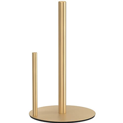 Paper Towel Holder Gold Stainless Steel Kitchen Countertop Roll Organizer | Standing Paper Towel Holders Roll Dispenser Simple Gold Weighted Base - color: Gold