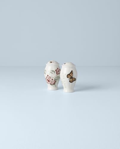 Lenox Butterfly Meadow Porcelain Salt and Pepper Shakers | dishwasher safe | floral design | kitchen and dining essential, gift for women, kitchen essentials set - style: Salt & Pepper Set, Butterfly