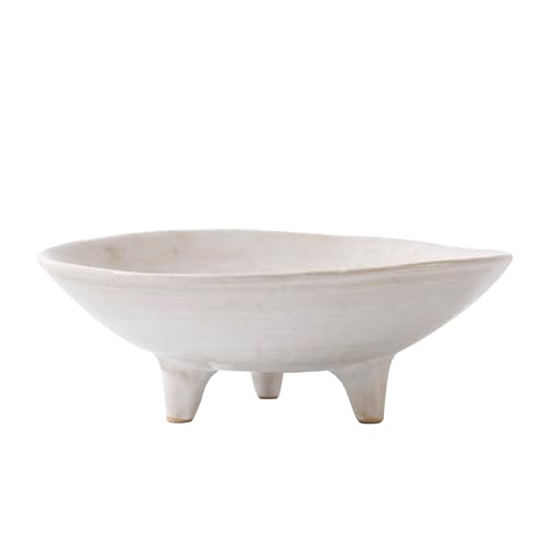 6" Small Decorative Bowl, Multi-Purpose Decorative Bowls for Keys, Candy and Home Decor, Ceramic Bowl （Retro White） - color: Natural White