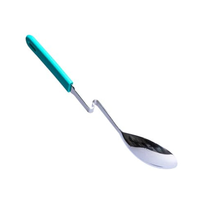 Souper Cubes Stainless Steel Spoon with Silicone Grip & Pot Hook, Aqua | Durable Cooking Spoon Hooks to Your Pot to Help Prevent Drips and Keep Counters and Stovetop Clean - color: Aqua, size: Spoon 1-Pack