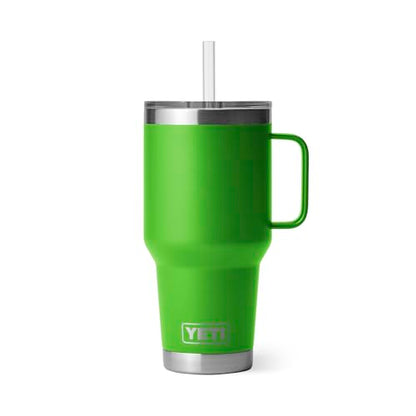 YETI Rambler 35 oz Tumbler with Handle and Straw Lid, Travel Mug Water Tumbler, Vacuum Insulated Cup with Handle, Stainless Steel, Canopy Green - color: Canopy Green, style: 35oz
