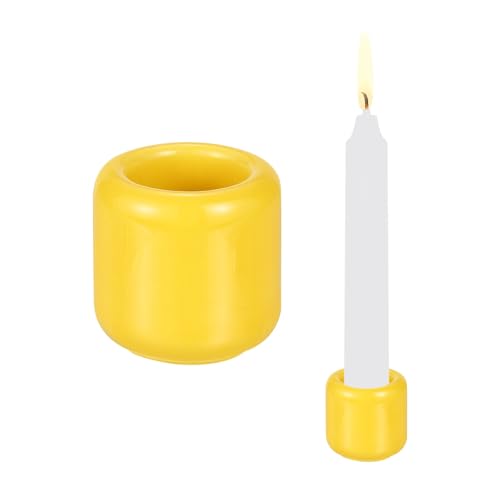 PATIKIL 2 Pcs Chime Candle Holder, 0.7 Inch ID Ceramic Mini Candle Holder for Meditation Spell Supplies Table Centerpieces Home Decoration, Yellow - color: Yellow, size: 0.7 Inch