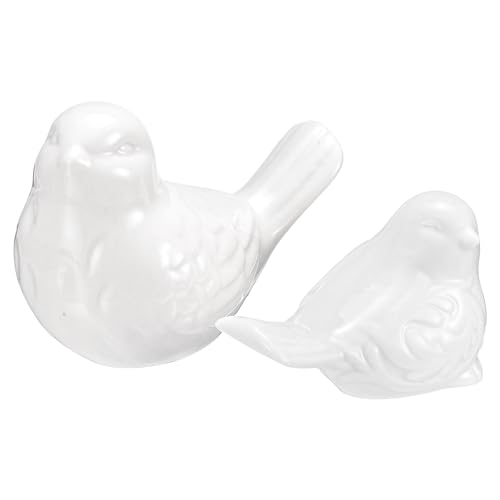 uxcell 2Pcs Bird Statues, 3.9 Inch and 3.2 Inch Small Ceramic Birds Figurines Bird for Home Decor Modern Home Small Animal Statues for Office Bookshelf Bedroom Living Room, White - color: White