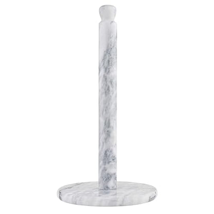 Marble Paper Towel Holder – Deluxe Upright Towel Dispenser for Kitchen Countertop, Cabinet & Bathrooms – Non Steel & Non Plastic Design – Heavy Duty, Solid Paper Towel Holder Stand (White)