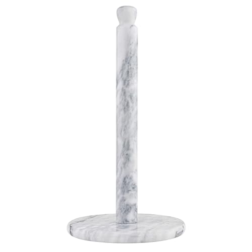 Marble Paper Towel Holder – Deluxe Upright Towel Dispenser for Kitchen Countertop, Cabinet & Bathrooms – Non Steel & Non Plastic Design – Heavy Duty, Solid Paper Towel Holder Stand (White)
