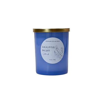 Eucalyptus Balsam Scented Candle 15.5oz Large – CW Studio Color-Sprayed Glass Jar, Fresh Spa Forest Aroma – Long Burn Gift Candle for Living Room, Mother's Day & Housewarming – 70-80 Hour Burn