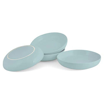 Elanze Designs Bistro Glossy Ceramic 8.5 inch Shallow Pasta Dinner Bowls Set of 4 - Perfect for Everyday uses from Italian Style Pasta to Caesar Salad, and Ramen to Pho, Ice Blue - color: Ice Blue, style: 8.5 inch Dinner