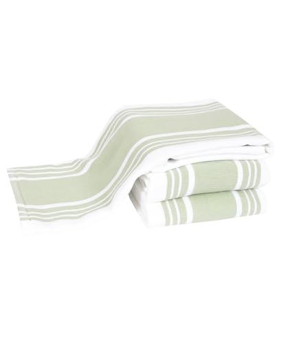 All-Clad Dual-Purpose Kitchen Towels: Highly Absorbent - 100% Cotton, 17"x30" Dish Towels for Cleaning & Drying Dishes & Glassware, 3-Pack, Fennel - color: Fennel