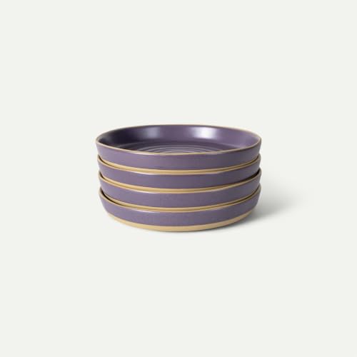 Mora Medium Dishes Set of 4, 35oz Ceramic Pottery Pasta Plate/Wide Bowls - Microwave, Oven and Dishwasher Safe - Nebula - color: Nebula