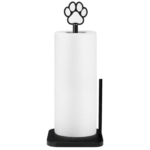Leinuosen Dog's Paw Paper Towel Holder Farmhouse Dog's Paw Wooden Paper Towel Holder Black Funny Bathroom Countertop Accessories Kitchen Roll Stand Organizer Standing Apartment Decor Housewarming Gift - style: Dog Paws