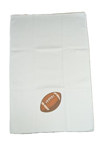 Football Kitchen Towels – Set of 2 Waffle Weave Microfiber Dish Towels – Quick-Dry & Super Absorbent – 16" x 24", White – Game Day & Tailgating Gift