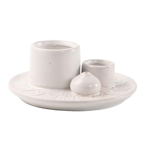 Ceramics Ashes Catchers Incenses Burners Tray Set for Incenses Stics Cones for Yoga Meditations Space Decoration Multifunctional Santo Wood Ashes Catchers Tray - color: White