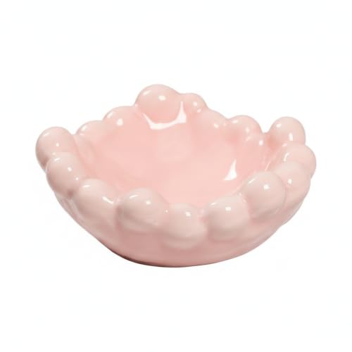 Ceramic Catchall Tray with Bubble Design, Compact Storage Bin for Keys and Jewelry on Vanity or Entryway (1 PC) - color: Pink