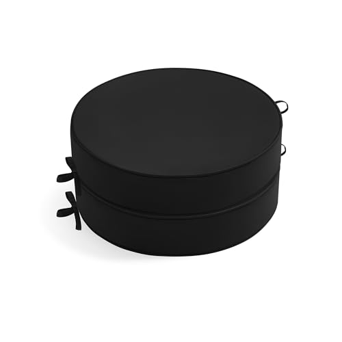 Summsun Outdoor Bistro Chair Cushions Set of 2, 15" D x 3" H Round Chair Cushions Waterproof and Fade Resistant Chair Cushion Pads with Non-Slip Ties and Removable Covers for Garden, Black - color: Black, size: 15x3 Inch (Round)-2p