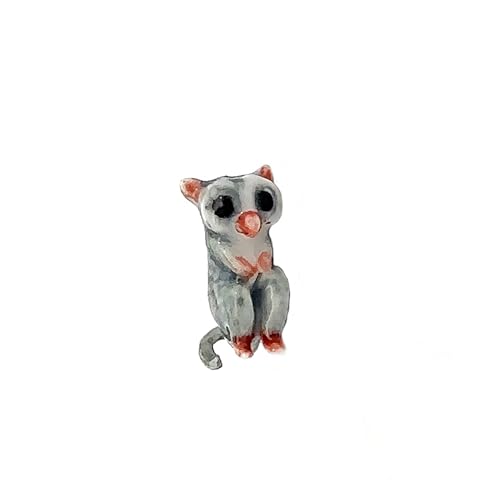 Handmade Adorable Mini Ceramic Animal Figurine – Porcelain Miniature Collectible Decor (Sugar Glider) - style: Sugar glider