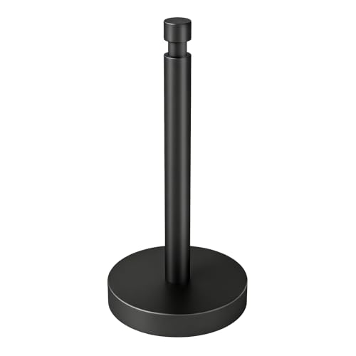 3.9lbs Heavy Duty Paper Towel Holder Countertop Weighted Base Black | Stainles Steel,Modern Standing Countertop Dispenser for Kitchen,Easy One-Handed Tear - color: Black