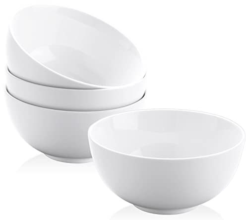 22 oz White Porcelain Bowls Set of 4 – Cereal, Soup, Rice, Oatmeal & Salad Bowls – Microwave & Dishwasher Safe, Stackable for Kitchen Use | Porcelain Bowls,Stackable, Microwave Dishwasher Safe,Cereal, Soup, Rice, Oatmeal & Salad Bowls,Kitchen Use - size: